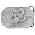 Indian on Horse  Antiqued Belt Buckle